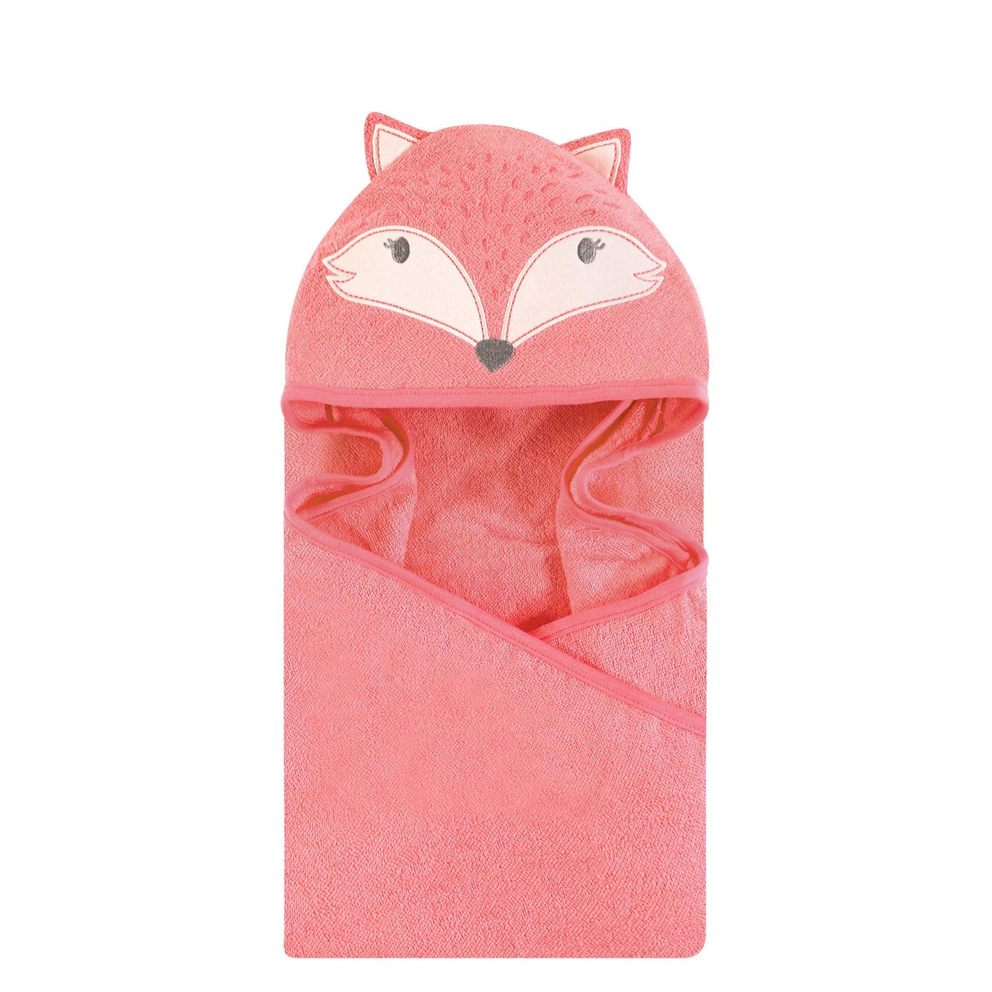 Hudson Baby Unisex Baby Cotton Animal Face Hooded Towel, Miss Fox, One Size