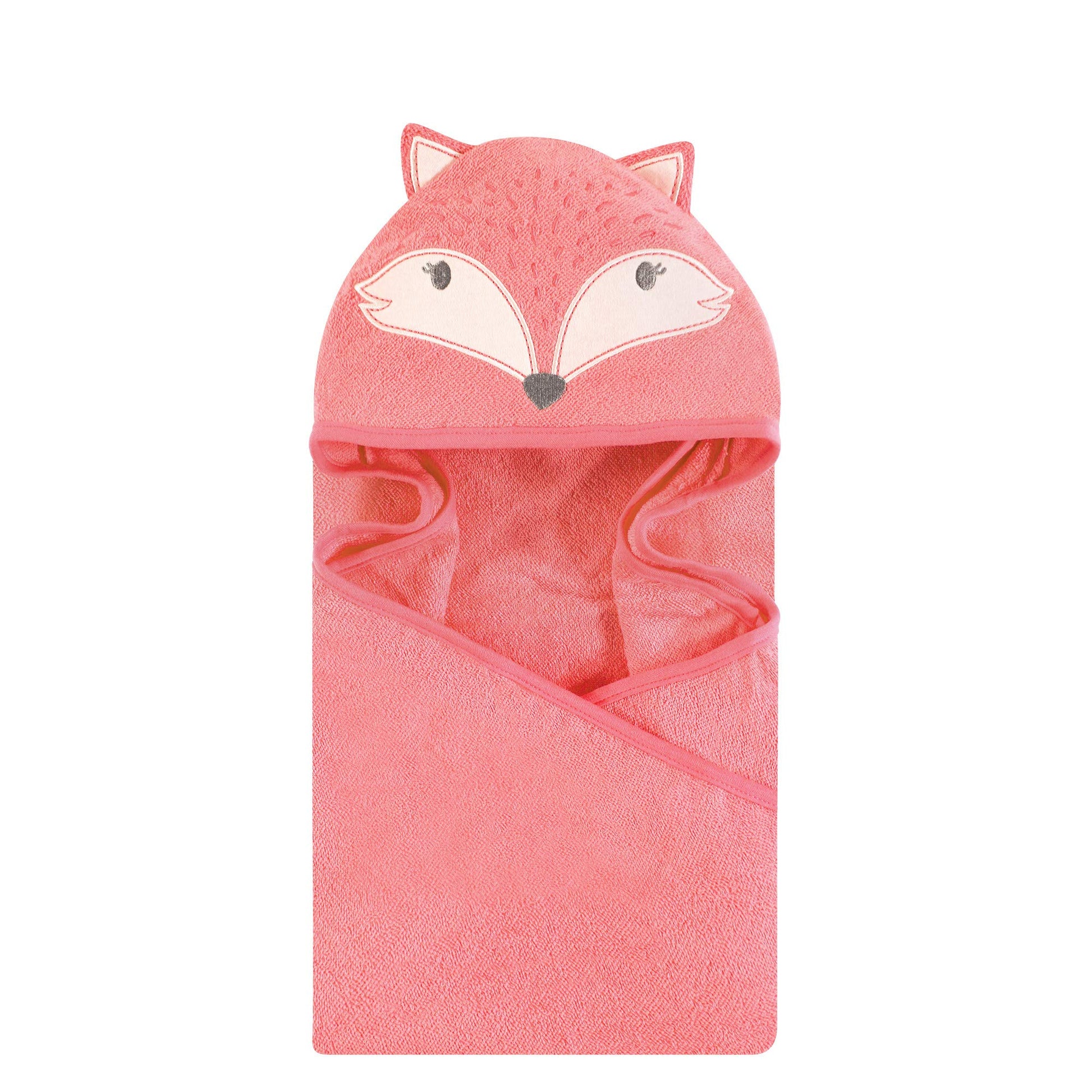 Hudson Baby Unisex Baby Cotton Animal Face Hooded Towel, Miss Fox, One Size