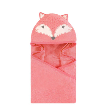 Hudson Baby Unisex Baby Cotton Animal Face Hooded Towel, Miss Fox, One Size