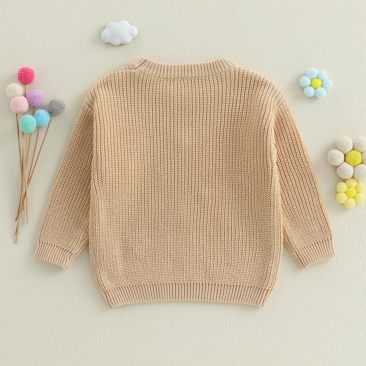 Amnnchya Toddler Infant Baby Girl Knit Sweater Big Sister Little Sister Matching Outfits Long Sleeve Pullover Sweatshirt (Khaki