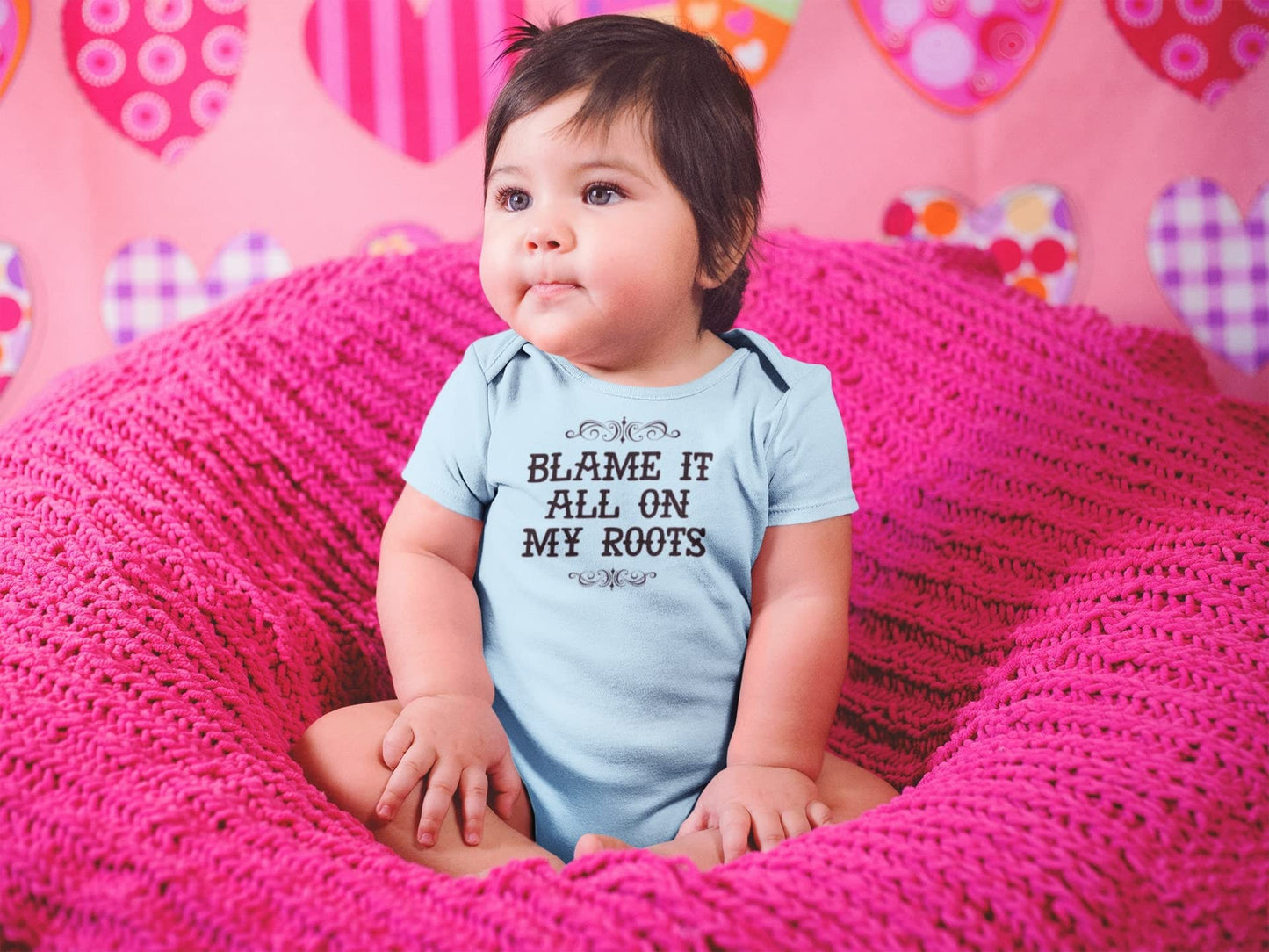 Pop Threads Blame It All On My Roots Country Music Cute Funny Western Infant Baby Boy Girl Bodysuit Black 6M