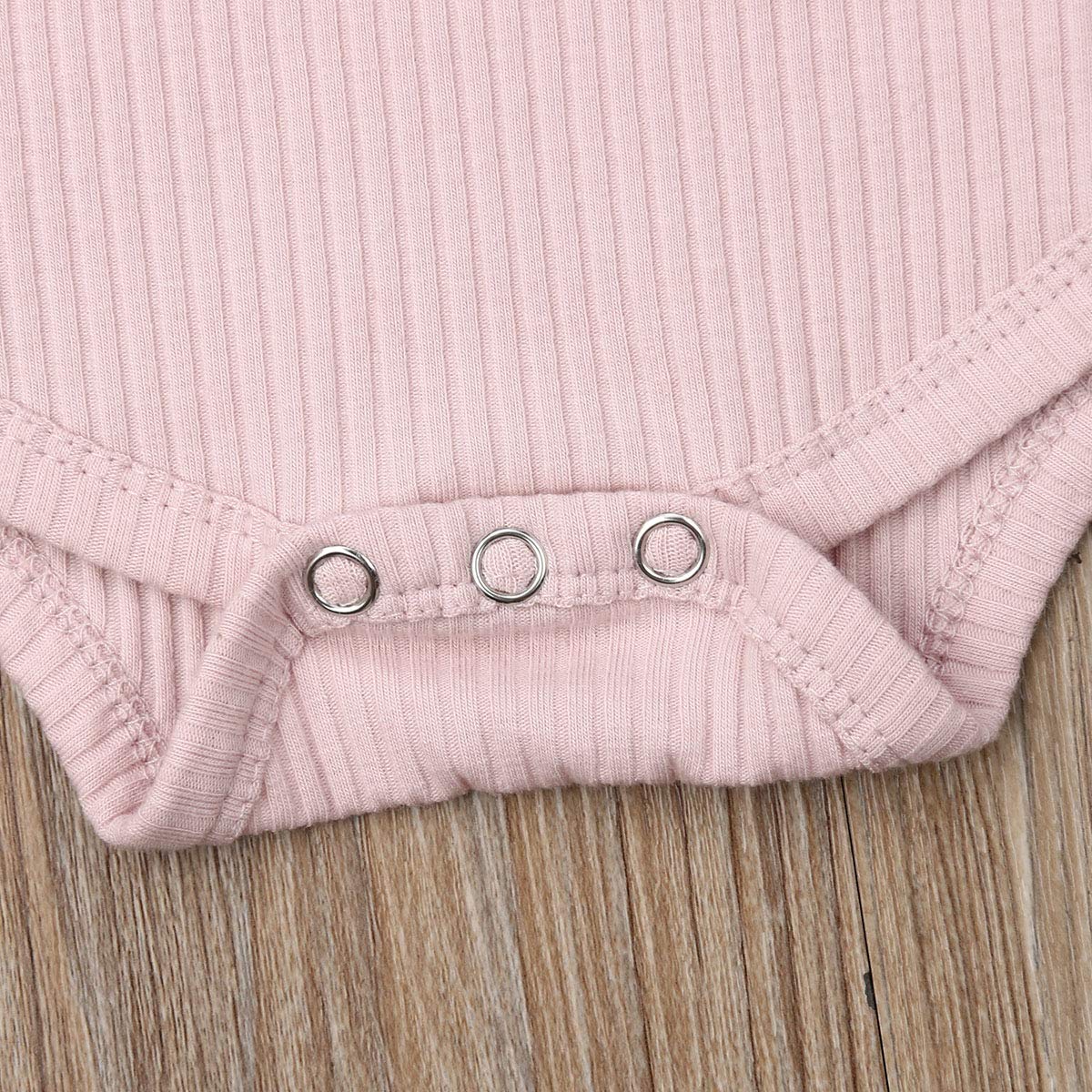 Newborn Baby Girls Cotton Short Sleeve Ruffle Bodysuit And Floral Shorts Headband Outfit Summer Clothes Set (3-6 Months, Pink+Pu