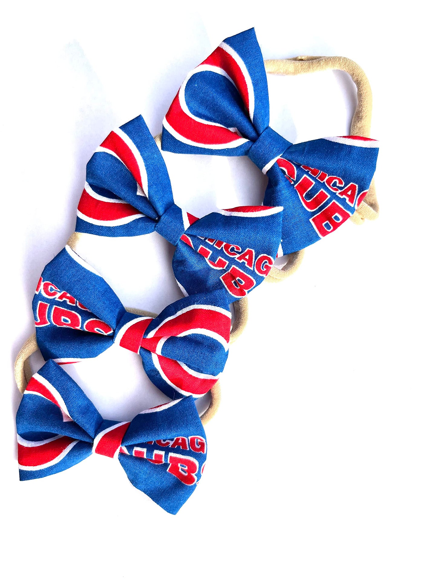 Chicago Baseball Newborn Baby Girl To Toddler Nylon Headband Bow - Made In Usa