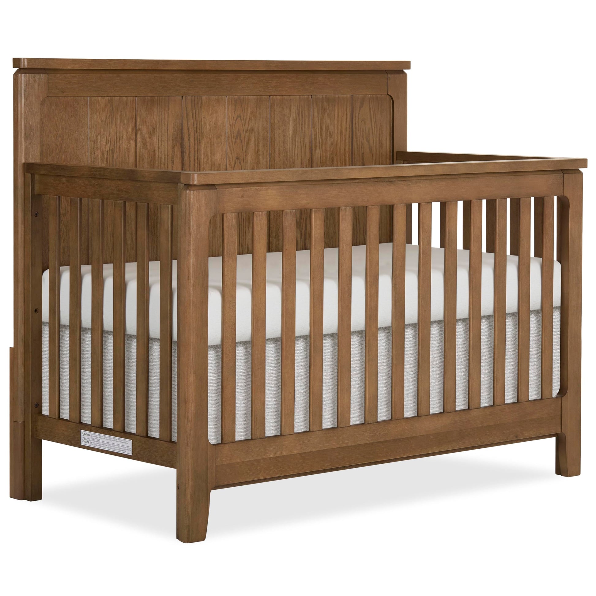   volur Oakley 5-in-1 Convertible Full-Size Baby Crib in Hickory, GreenGuard Gold & JPMA, 3 Mattress Heights, Converts to Toddle