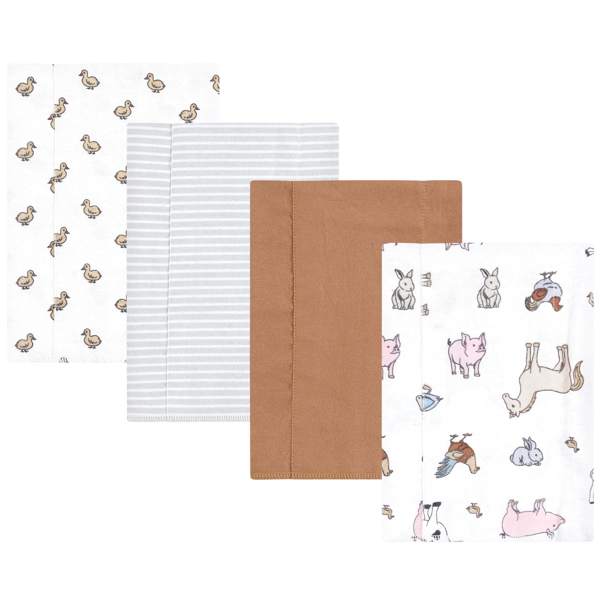 Hudson Baby Unisex Baby Cotton Flannel Burp Cloths, Farm World, One Size