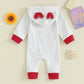 Bemeyourbbs Newborn Baby Boy Valentines Day Outfit Heart Pritn Long Sleeve Hooded Romper Jumpsuit Infant Winter Spring Clothes (
