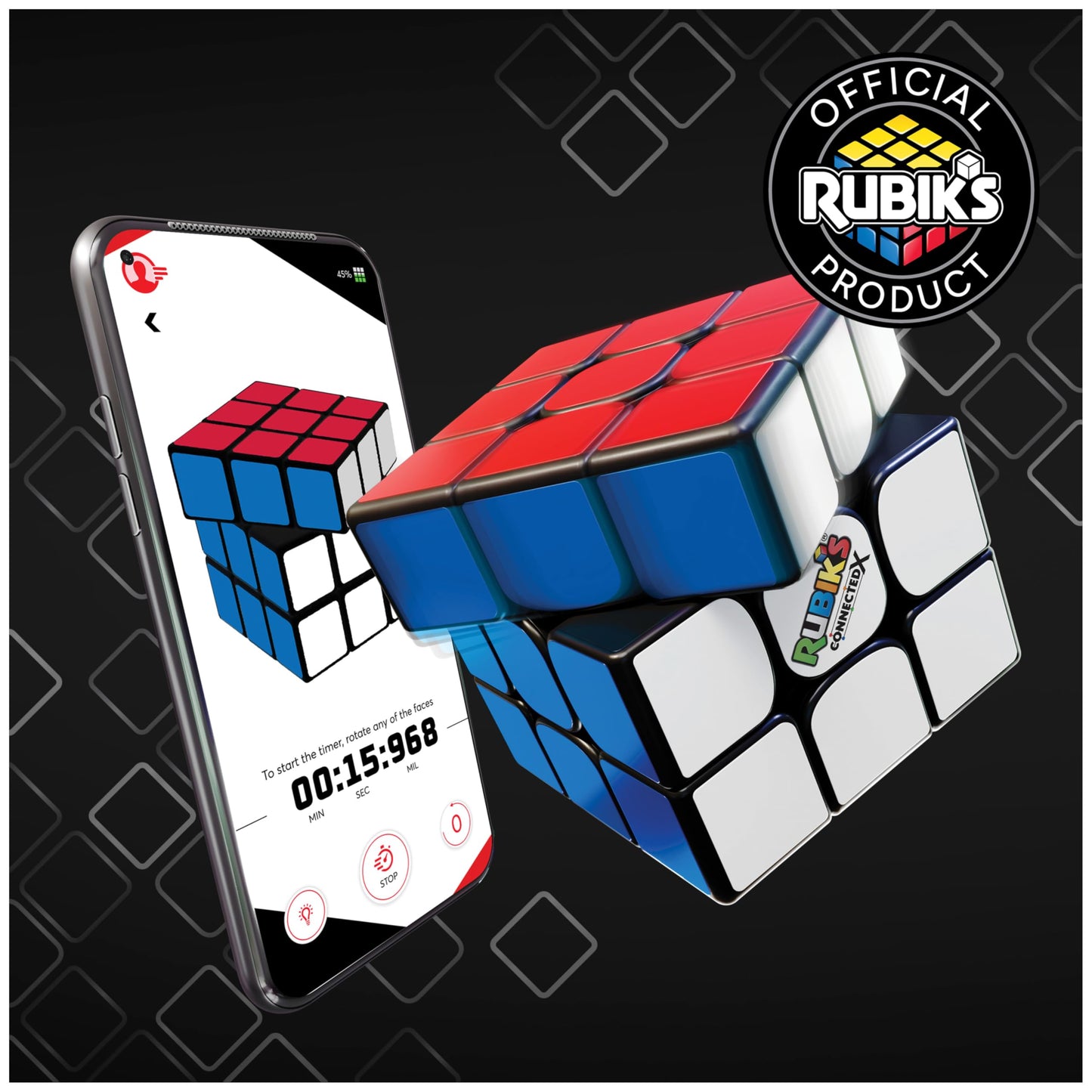Rubiks Cube, The Original Rubiks Cube ConnectedX, Bluetooth-Enabled 3x3 Speed Cube with Guided Learning App for Beginners, Brai