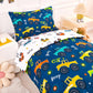 Perfemet Navy Blue Car Print Toddler Comforter Set, 4 Pieces Toddler Beeding Sets For Boys, Soft Reversible Kids Bed Set, Fluffy