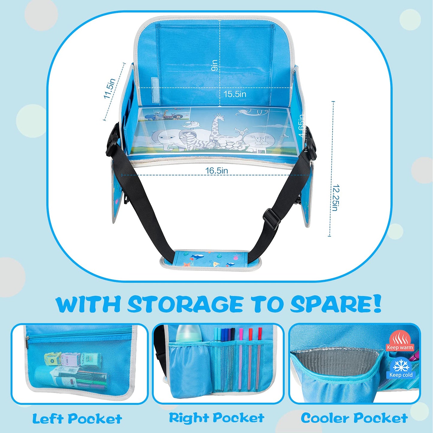 Menzoke Kids Travel Tray, Car Seat Tray For Kids Travel, Toddler Essentials Girls With Tablet Holder, Road Trip Essentials With