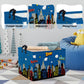 Clastyle 36L Large City Skyline Blue Book Shelf Basket Hero Comic Zap Wow Boom Gift Basket For Kids Room Nursery Rectangle Build