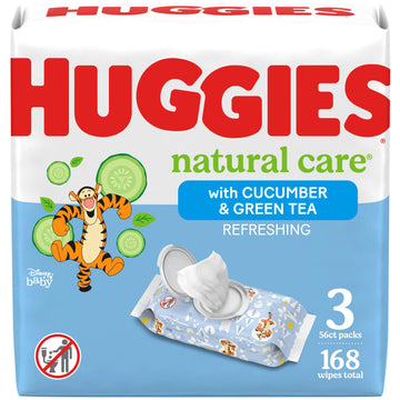 Huggies Natural Care Refreshing Baby Wipes, Hypoallergenic, Scented, 56 Count(Pack Of 3)