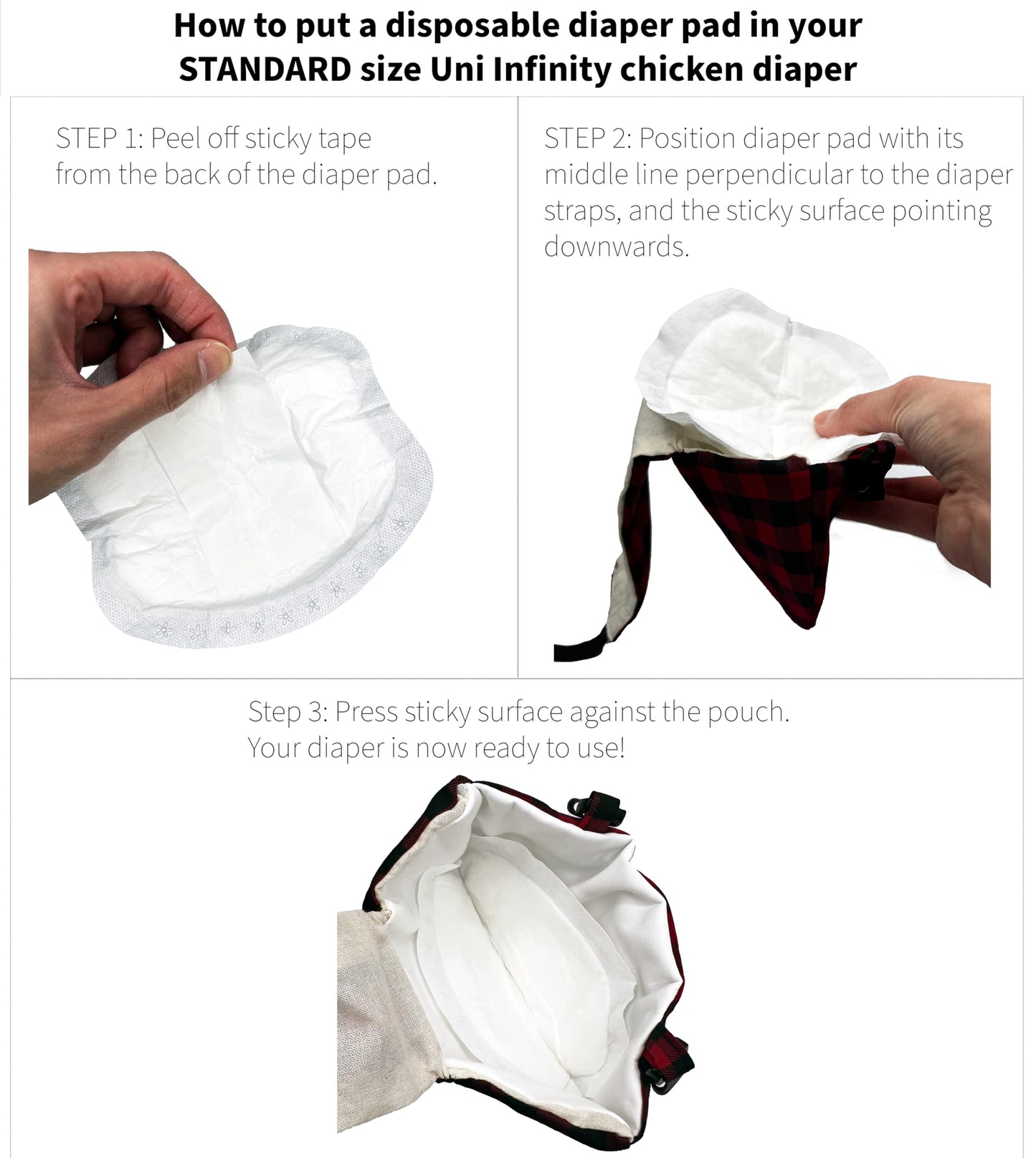 Chicken Diapers Disposable For Hens, Goose, Duck - Leakproof, Large, Unscented, Perfect Size To Fit In A Reusable Chicken Diaper