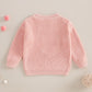 Nokpsedcb Baby Girl Cute Long Sleeve Heart Flowers Embroidery Oversized Sweater Toddler Valentine Outfit (Pink, 3-4 Years)