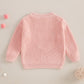Nokpsedcb Baby Girl Cute Long Sleeve Heart Flowers Embroidery Oversized Sweater Toddler Valentine Outfit (Pink, 18-24 Months)