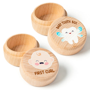 2Pcs Baby Keepsake Box For First Tooth And Curl, Wooden Tooth Fairy Box To Place Under Pillow Cute Lost Tooth First Haircut Keep