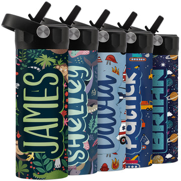 Personalized Water Bottle For Kids - 14 Oz - 15 Design Options, Custom Water Bottle For Children - End Of School Year Gifts, Bac