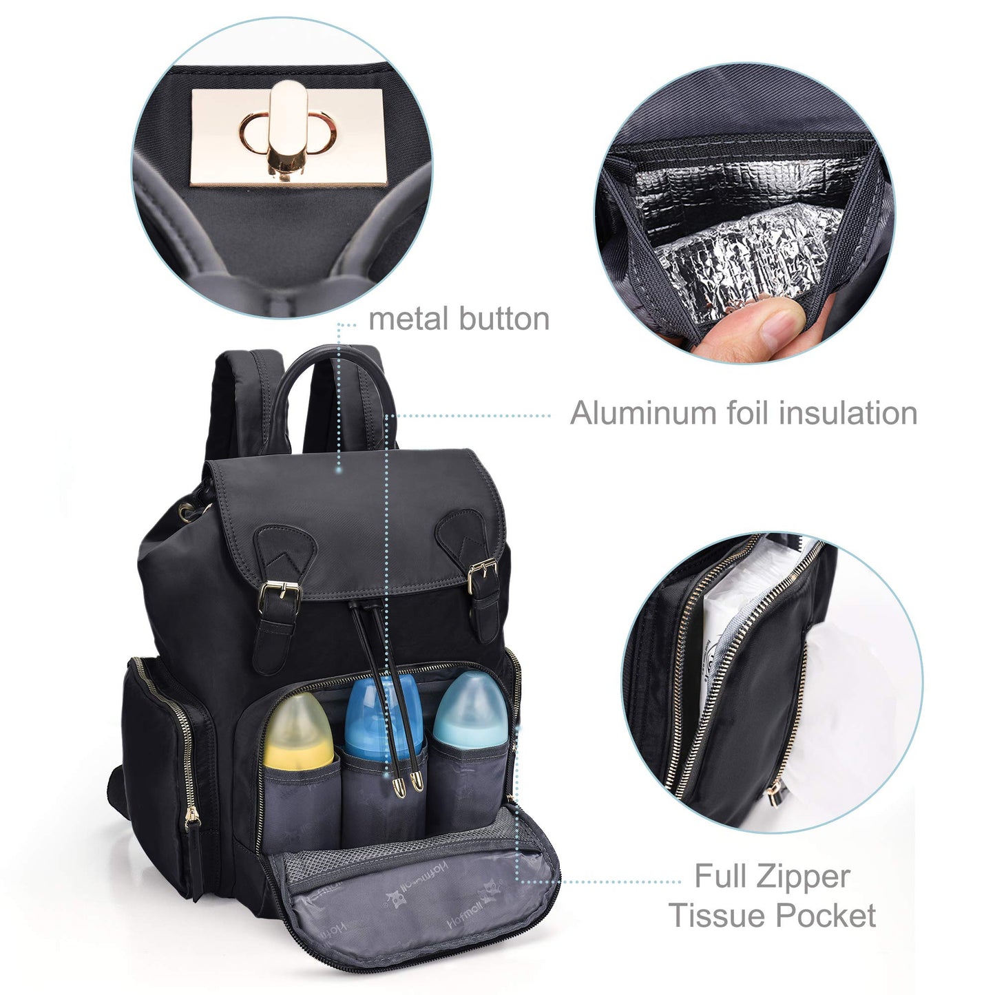 Hafmall Diaper Backpack Diaper Bag With Stroller Hooks, Paaleras Para Bebe, Diaper Backpack For Mom