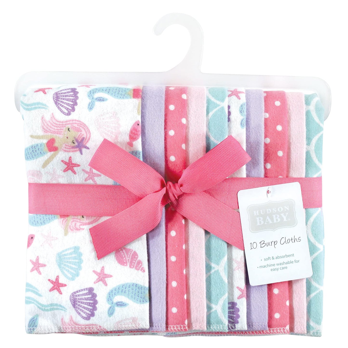 Hudson Baby Unisex Baby Cotton Flannel Burp Cloths, Mermaid, One Size