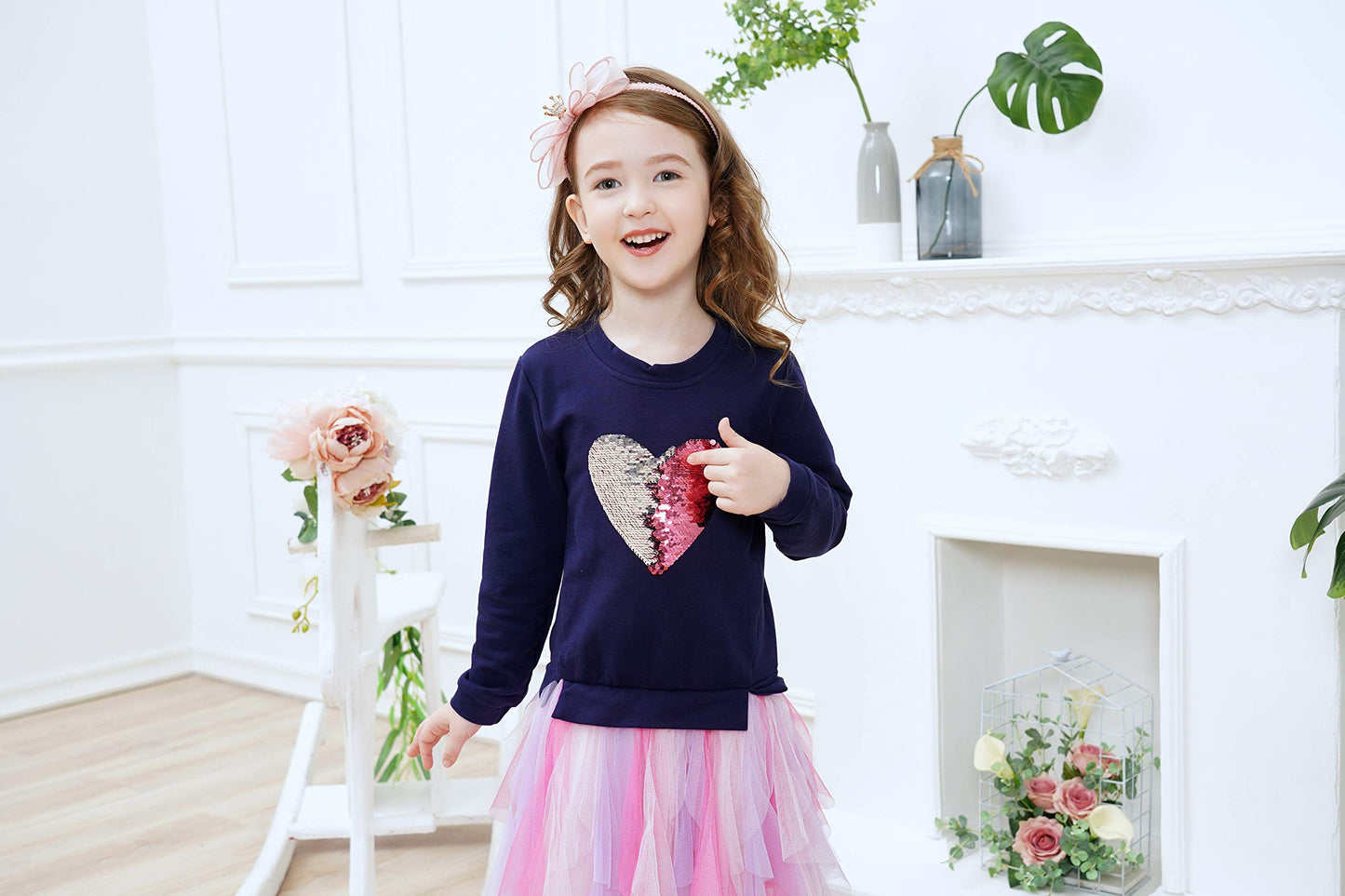 Dxton Toddler Baby Girl Fall Dresses Winter Long Sleeve Tutu Party Dresses Lh4560-12T