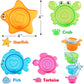 iPlay, iLearn Baby Bath Toys w/ Organizer, Water Squirting Octopus, Wind Up Swimming Turtle, Bathtub & Shower, Stacking Cups, Gi