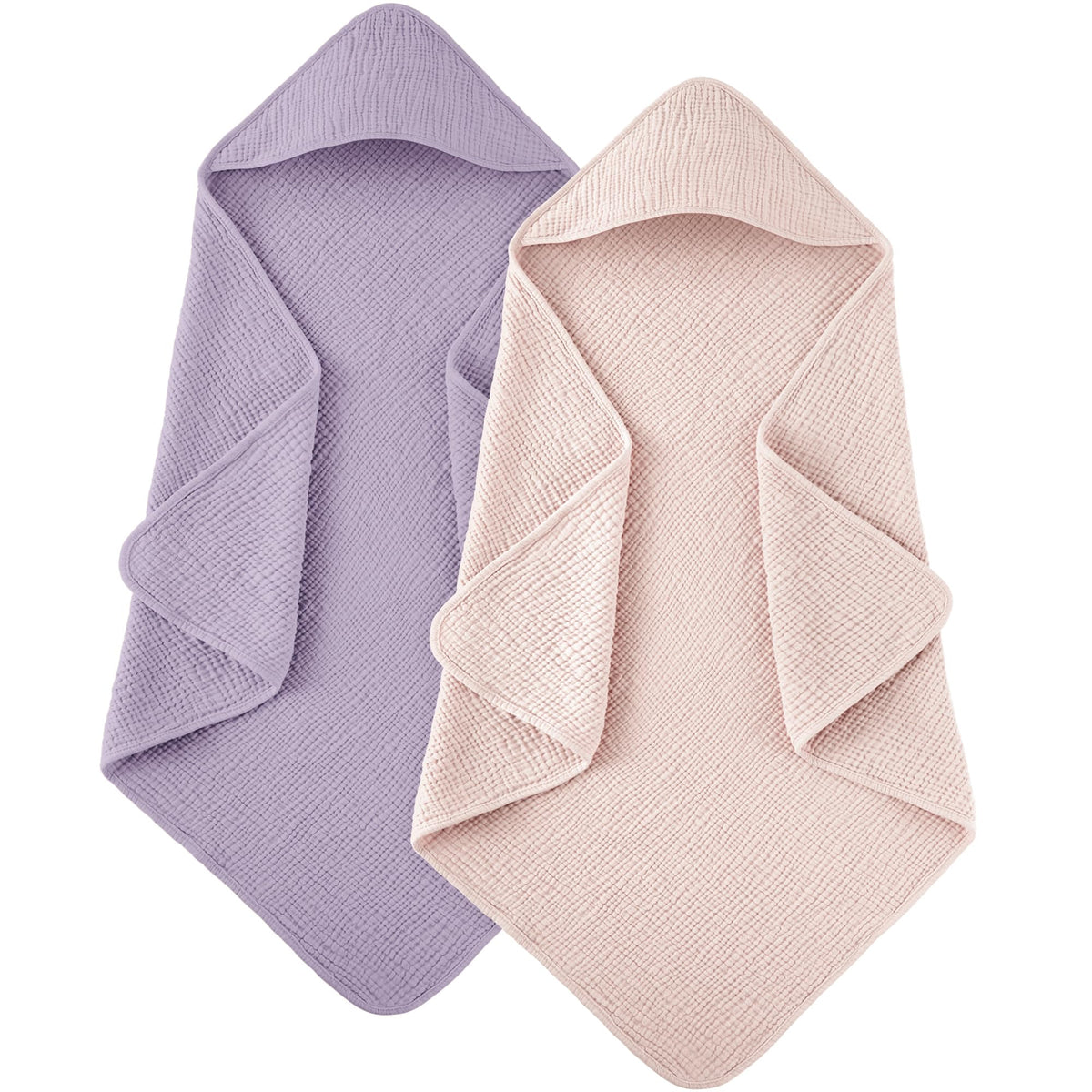 Susurration Muslin Hooded Baby Bath Towel, 2 Pack [Skin Friendly] 100% Cotton Soft Baby Girl Bath Towels, Ultra Absorbent 30 x