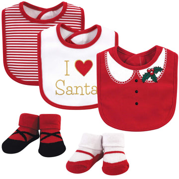 Little Treasure Unisex Baby Cotton Bib And Sock Set, Heart, One Size