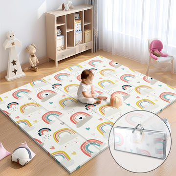 NOONKTY 79 x 71 Baby Play Mats for Floor, Foldable Foam Play Mat for Babies 0-12 months,Thick & Waterproof Playmate for Baby, No