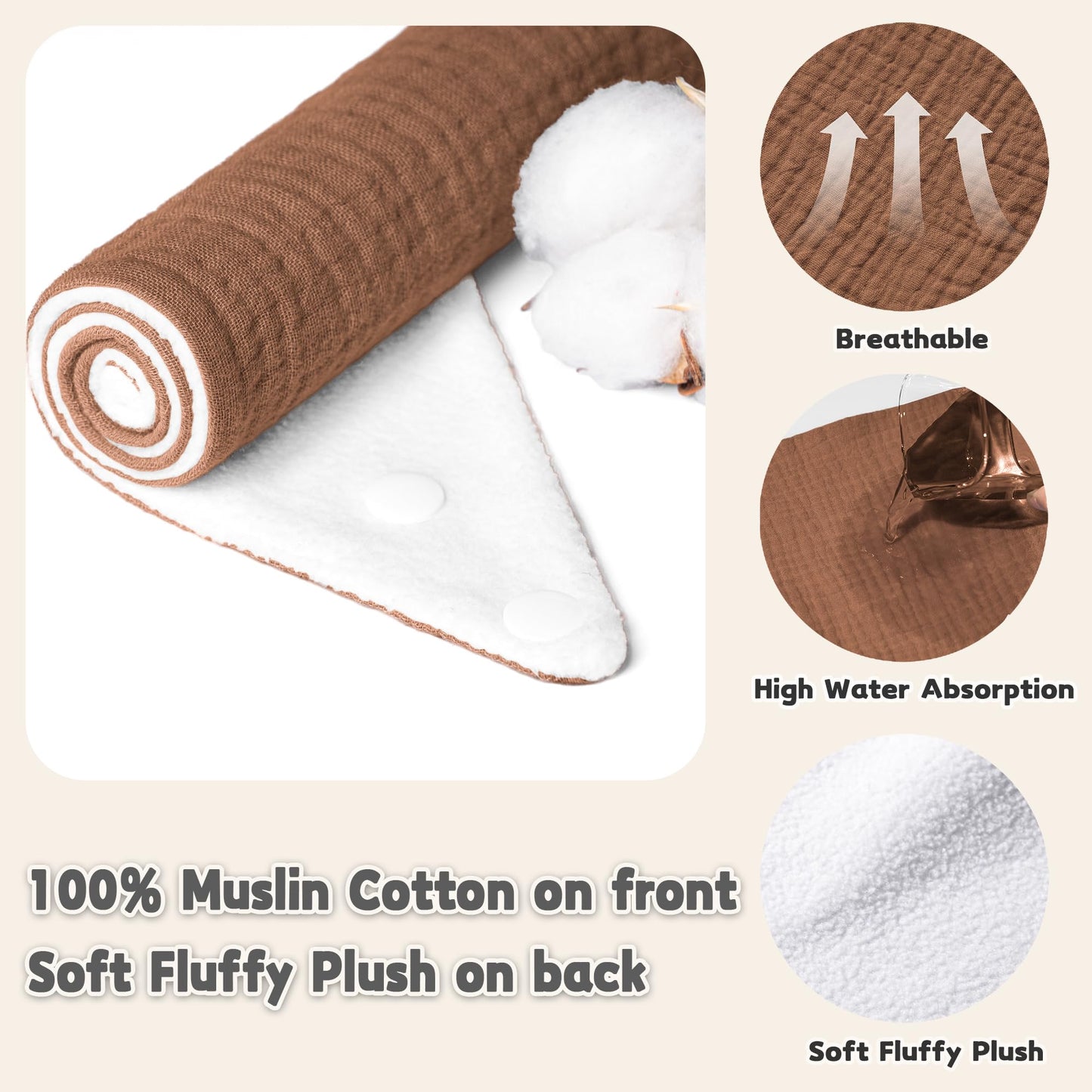 Susurration Muslin Baby Drool Bibs 6Pack Soft Triangular Adjustable Baby Bandana Bibs For Unisex Girls & Boys (Colorful)