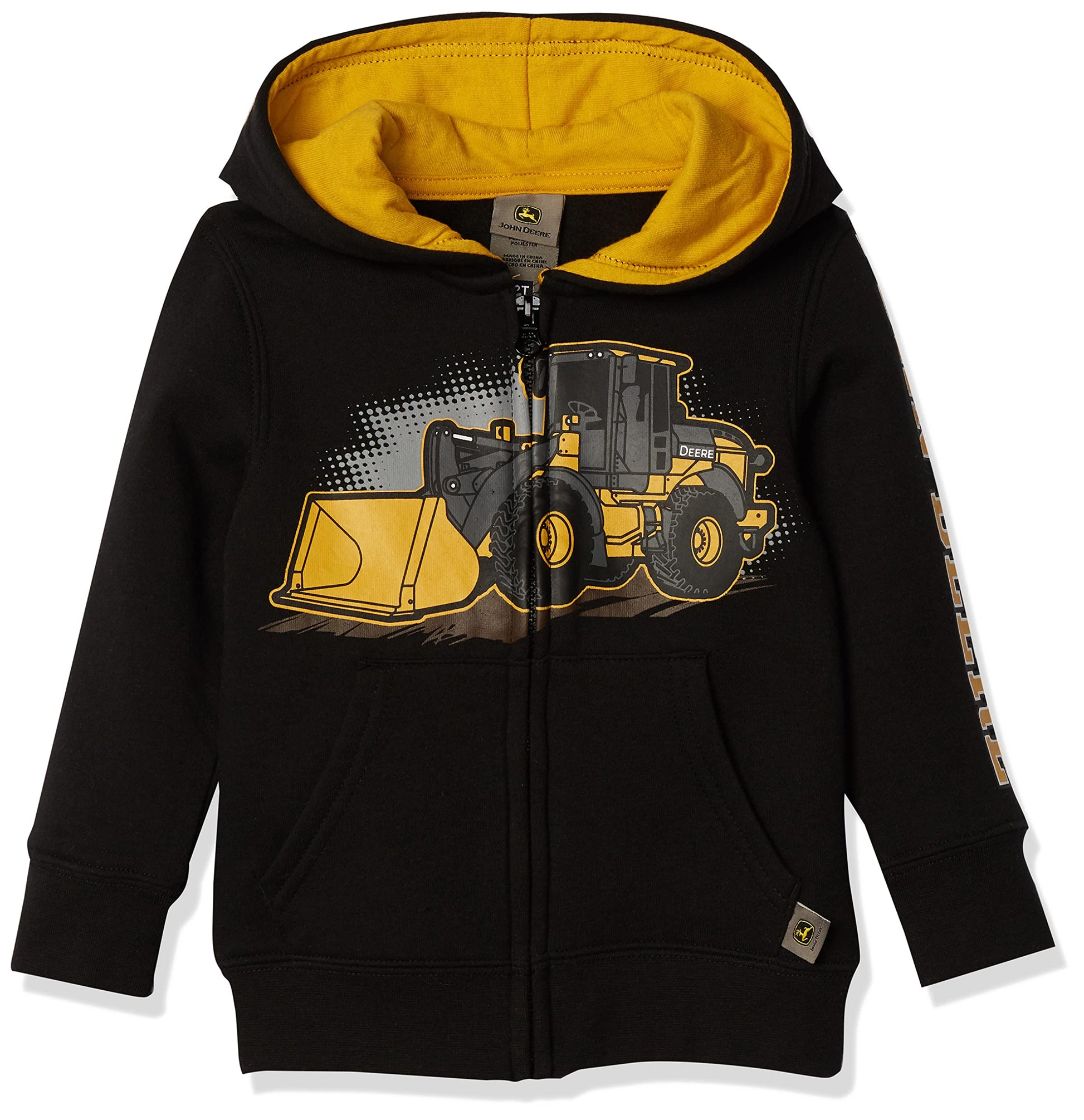 John Deere Baby Boys Fleece Zip Hoody Hooded Sweatshirt, Black, 3T Us