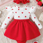 Wolbay Newborn Infant Valentines Baby Girl Outfit Love Print Romper Drees Ruffles Bodysuit Jumpsuit Clothes And Headband (Reda,