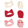 Hudson Baby Infant Girl Cotton Headband And Scratch Mitten Set Reindeer, 0-6 Months