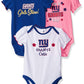 Gerber Baby Girls NFL 3 Pack Short Sleeve Onesie Bodysuit, Team Color, 0-3 Months