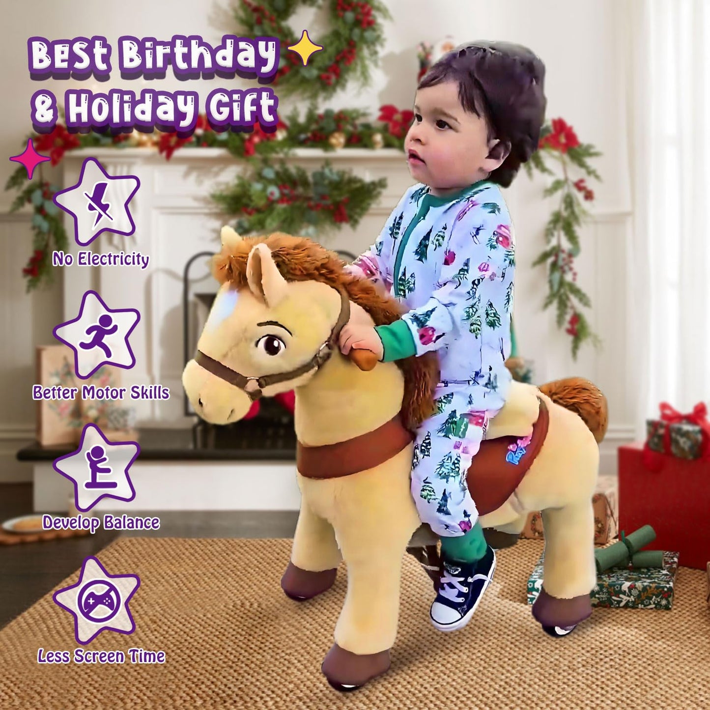 PonyCycle Ride on Horse Ride on Toys Riding Horse Ride on Pony for Toddlers 3-5 with Brake Essential Model E (30 Height/Size 3/