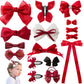 Lmymhmlm 18Pcs Red Hair Bows For Girls,Baby Girls,Toddler Girls And Teen Girls.Alligator Hair Clips,Hair Barrettes,Hair Ties,Sna