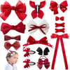 Lmymhmlm 18Pcs Red Hair Bows For Girls,Baby Girls,Toddler Girls And Teen Girls.Alligator Hair Clips,Hair Barrettes,Hair Ties,Sna