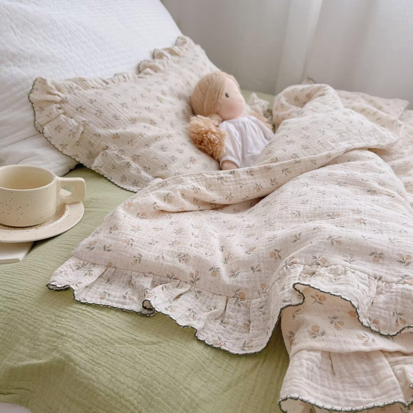 Bulutu Girls Toddler Duvet Cover 47 X 59 Inch, Soft Muslin Cotton Crib Duvet Covers For Summer Quilt Cover Toddler Baby Bedding