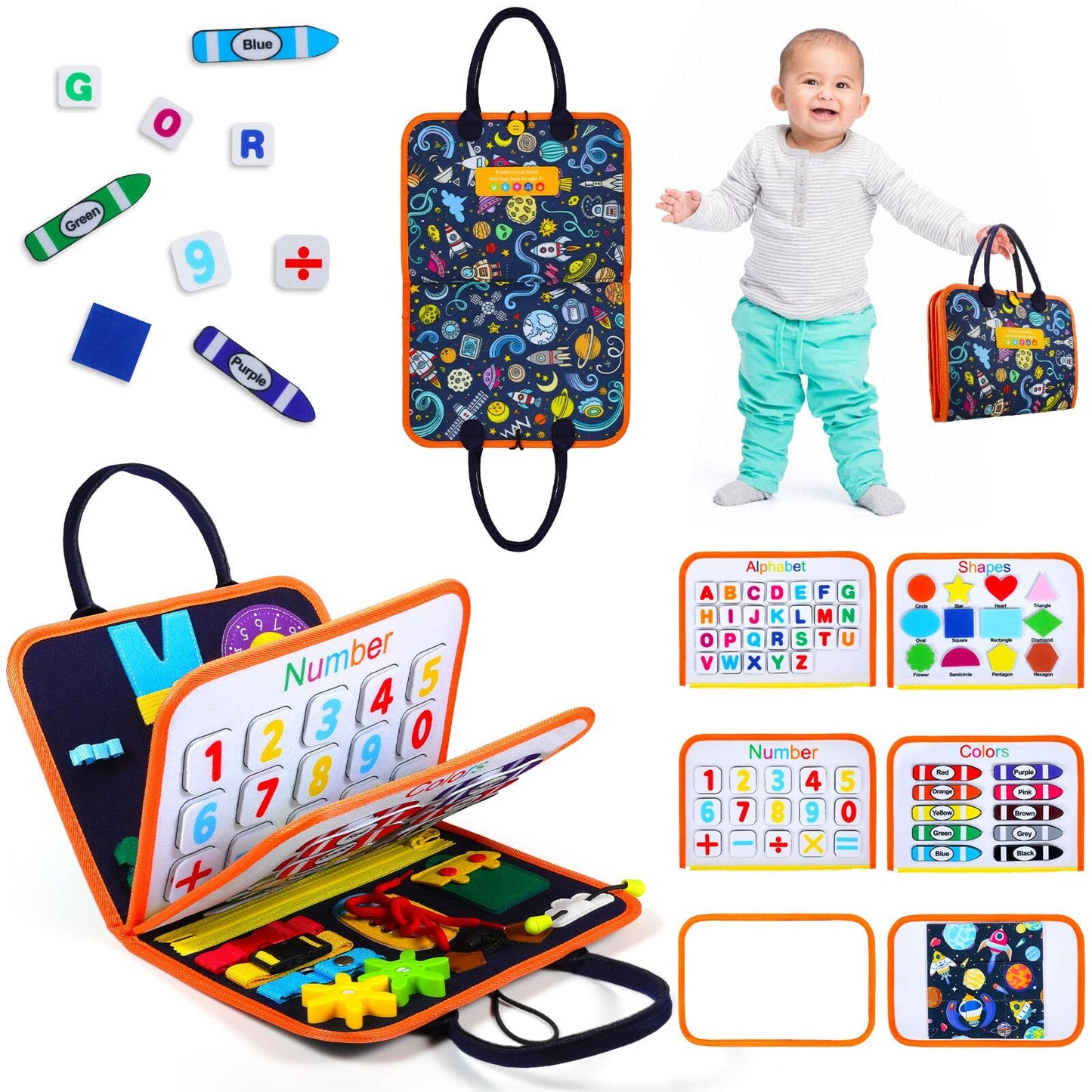 Toddler Busy Board, Montessori Busy Board for Toddlers 3+ Years Old, Sensory Activity Board for Fine Motor Skills, Sensory Board