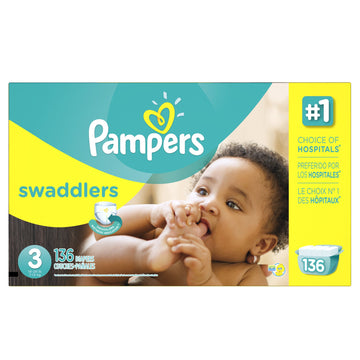 Pampers Swaddlers Disposable Diapers Size 3, 136 Count, Economy