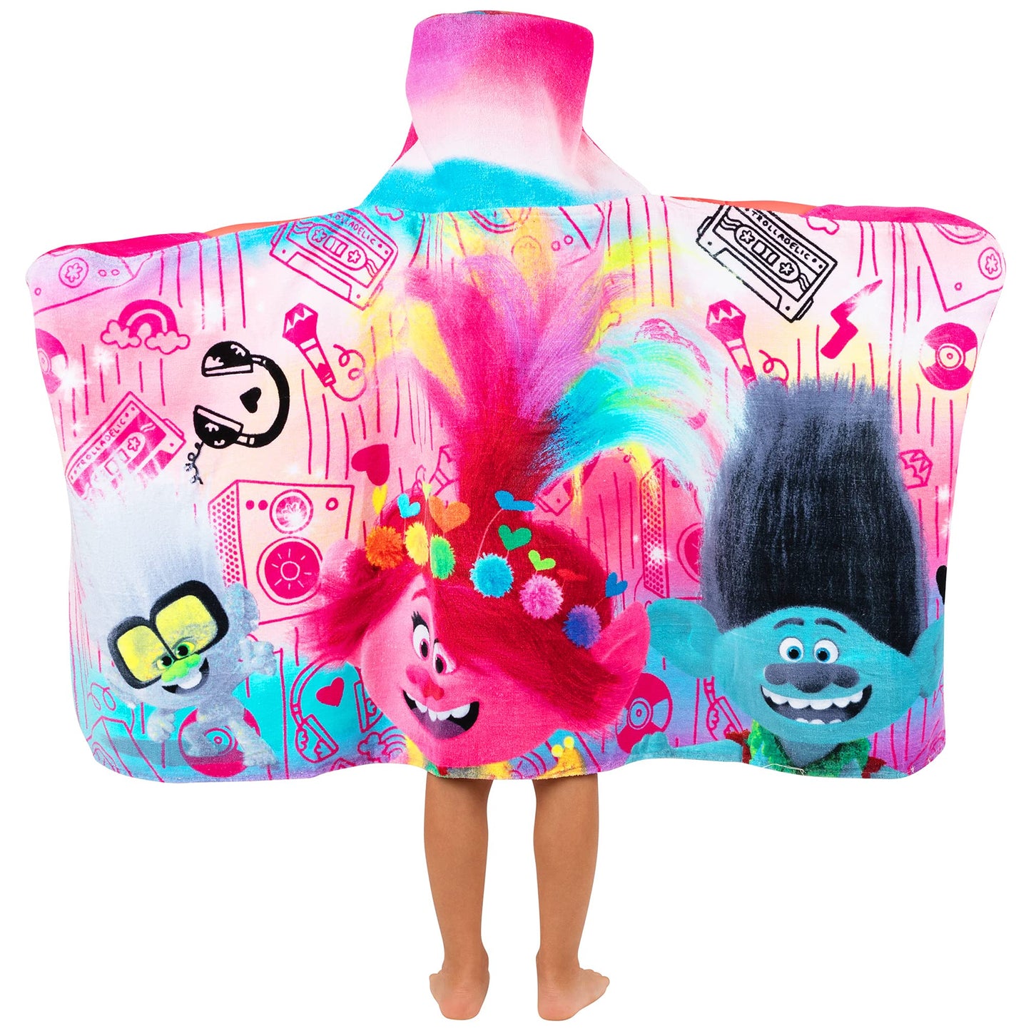 Franco Kids Bath And Beach Cotton Terry Hooded Towel Wrap, 24 In X 50 In, Dreamworks Trolls