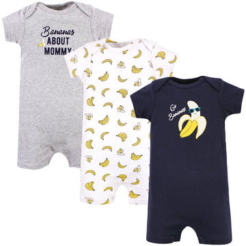 Hudson Baby Baby Boys Cotton Rompers And Toddler T Shirt Set, Go Bananas, 12-18 Months Us