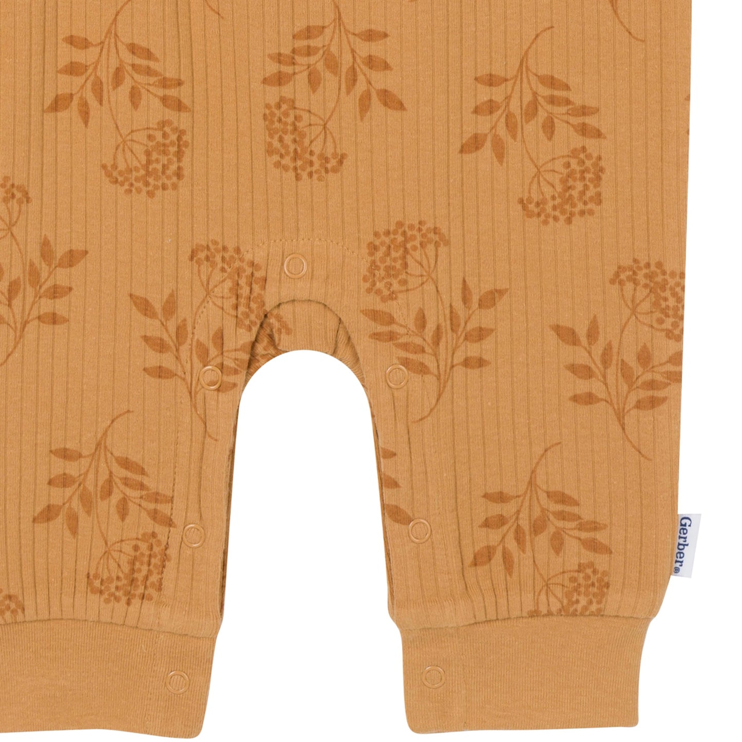 Gerber Baby Girls' Ruffle-Edge Romper, Flower Stamp, 24 Months
