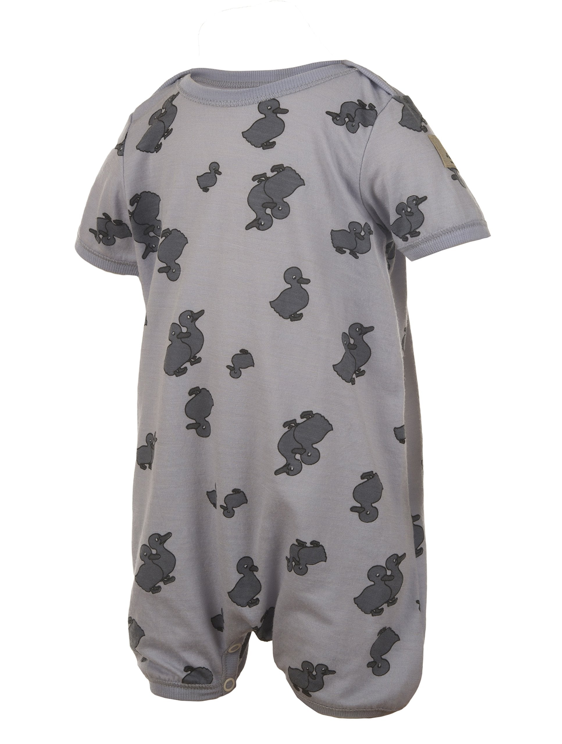 Janus 100% Merino Wool Baby Romper Short Sleeve Machine Washable Made In Norway (60 (4-6 Months), Blue)