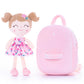 Gloveleya Toddler Backpack Baby Girl Gift Plush Bag Diaper Bag Plush Printed Sakura Backpack 9 Inches