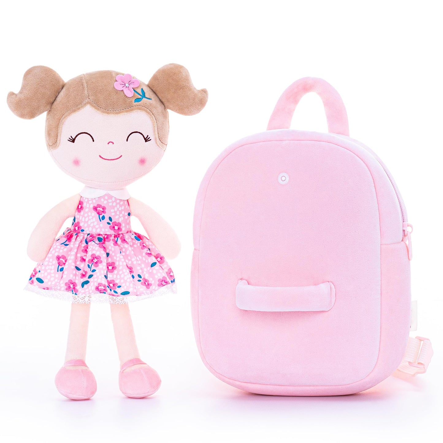 Gloveleya Toddler Backpack Baby Girl Gift Plush Bag Diaper Bag Plush Printed Sakura Backpack 9 Inches