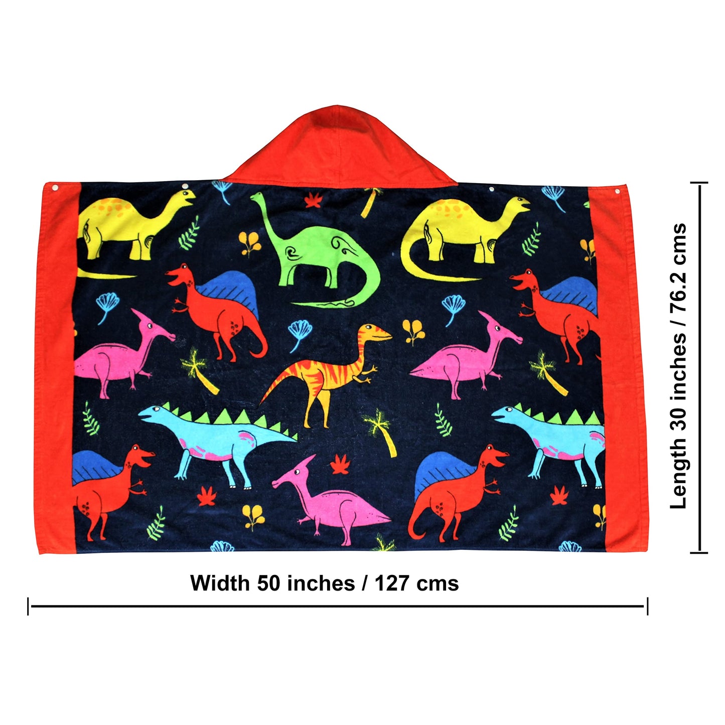 Dashn Products Hooded Bath Beach Towel For Kids - Dinosaur - Large 50'X30' Inch Cotton Soft Absorbent With Hood For Toddler, B