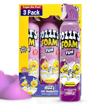 FOZZIS Punchy Purple Bath Foam Soap for Kids (3 Pack) - Fun Aerosol Spray - Squishy Bubble Soap for Playtime - Gentle Cleanser 