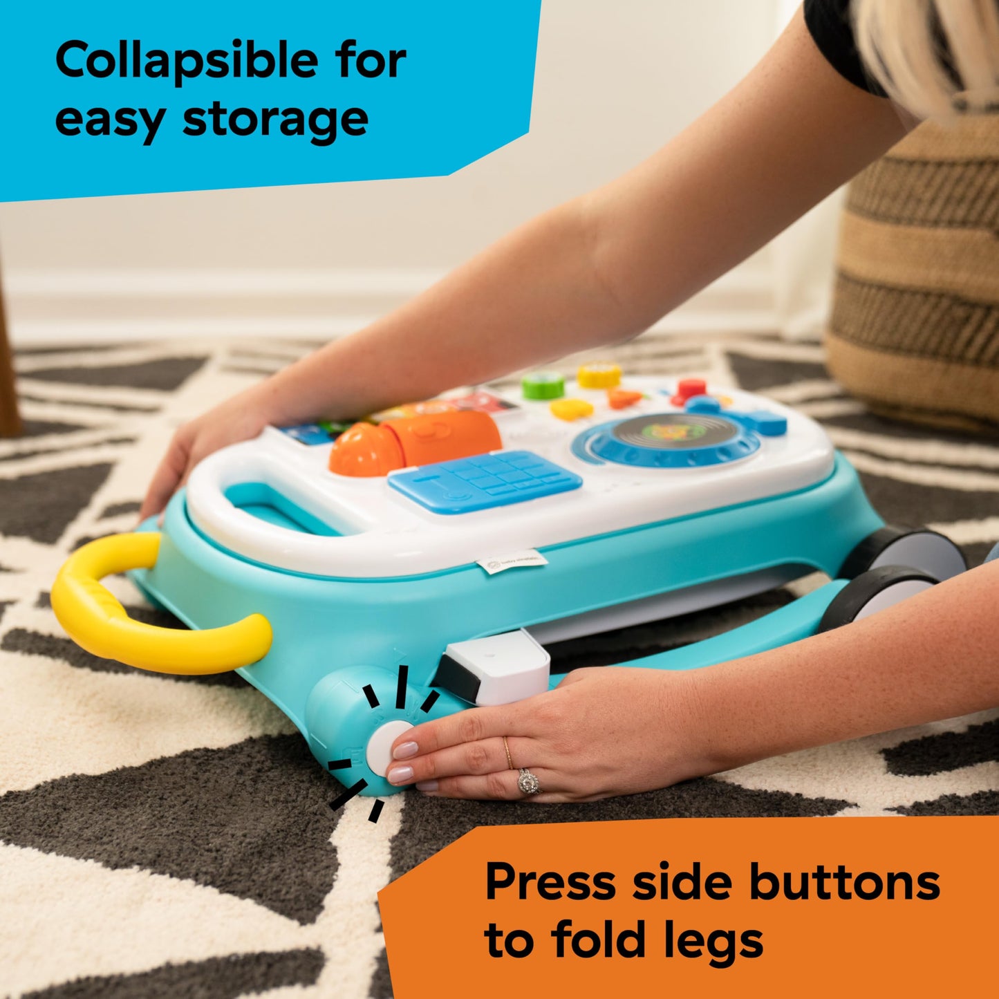 Baby Einstein Musical Mix N Roll 4-in-1 Push Walker, Activity Center, Toddler Table & Floor Toy, 100+ Songs & Phrases, DJ Statio