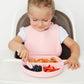 Primastella Unbreakable Silicone Non-Slip Baby & Toddler Plate And Spoon Feeding Set - Pink