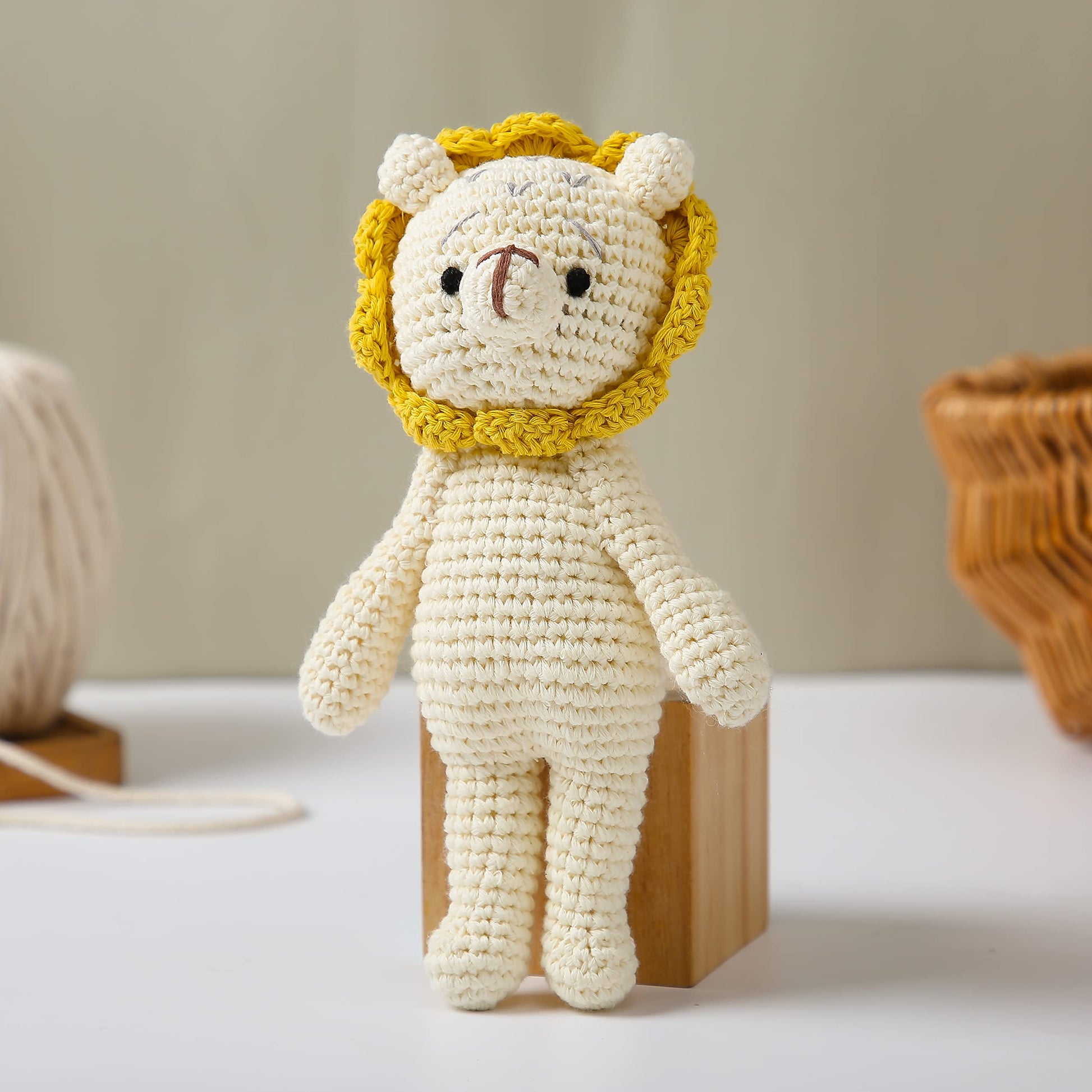 Natural Crochet Stuffed Animal for Babies Newborn Knitted Doll Baby Rattle Soft Cotton Sleep Toy Baby First Friend Gift for Baby