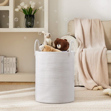 Woven Rope Laundry Hamper Basket By Youdenova, 58L Tall Laundry Basket, Baby Nursery Hamper For Blanket Storage, Clothes Hamper